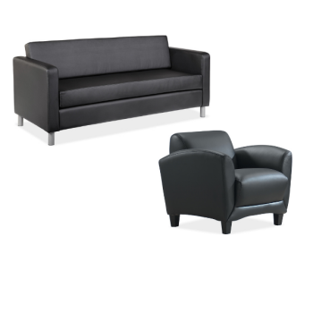 black sofa and black chair